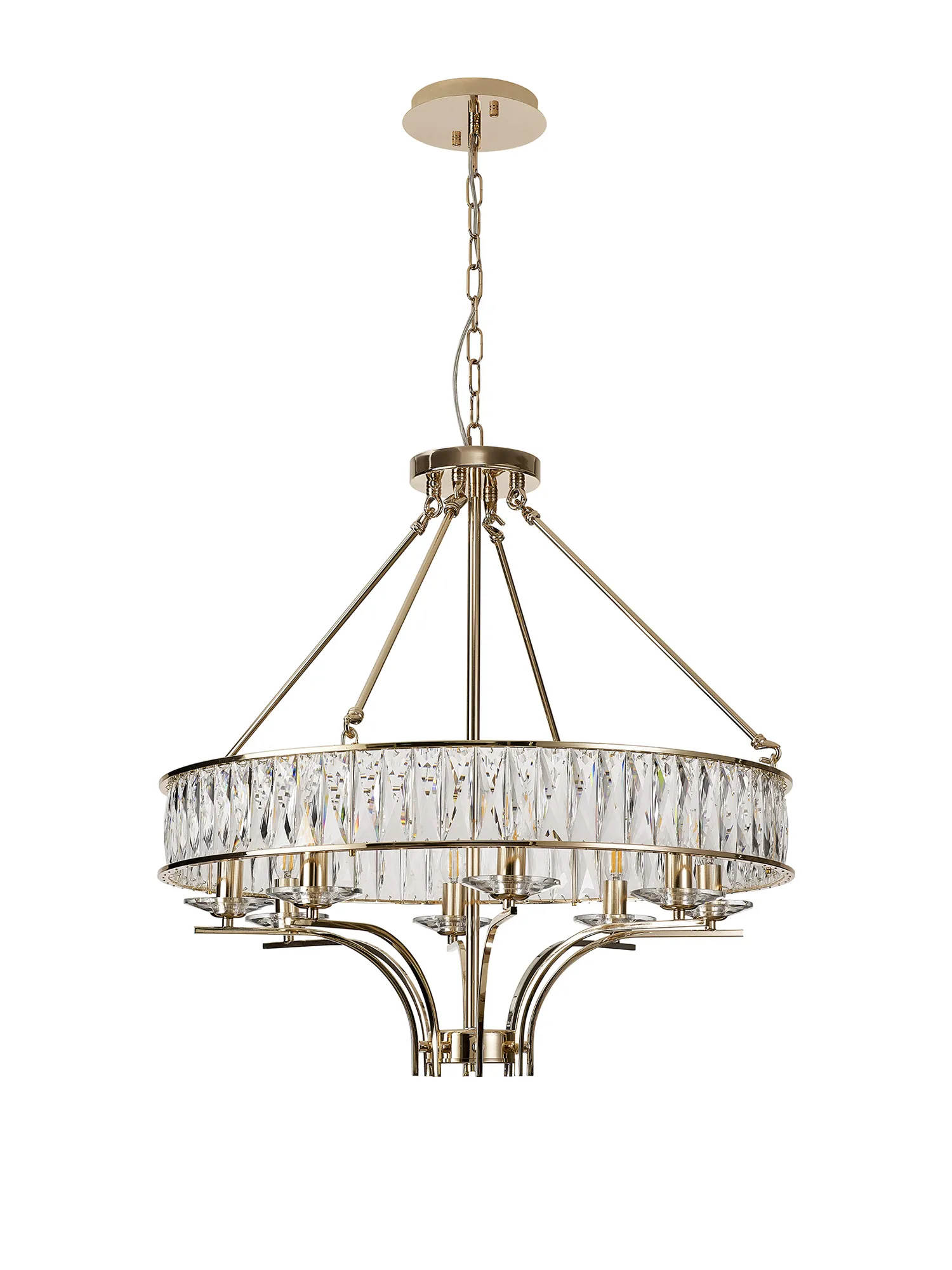 Vivienne Crystal Pendant/Semi Ceiling 8 Light French Gold IL31826  Diyas Vivienne French Gold